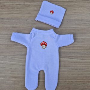 Macacão e Touca mini Bebê Reborn 20cm