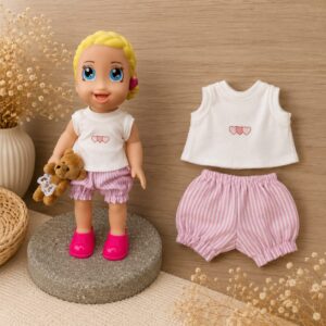 Regata e Short Bebê Reborn 30cm e Baby Alive