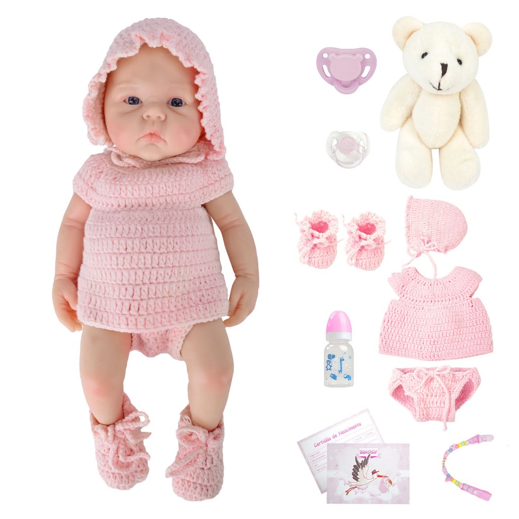 Bebê Reborn Boneca Silicone Sólido Realista 35cm Brastoy - Imagem 4